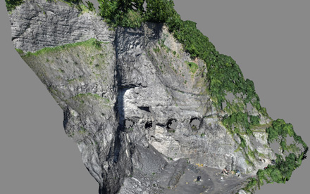 Felsvermessung zur Bestimmung der Oberfl&auml;che und/oder von Profilen